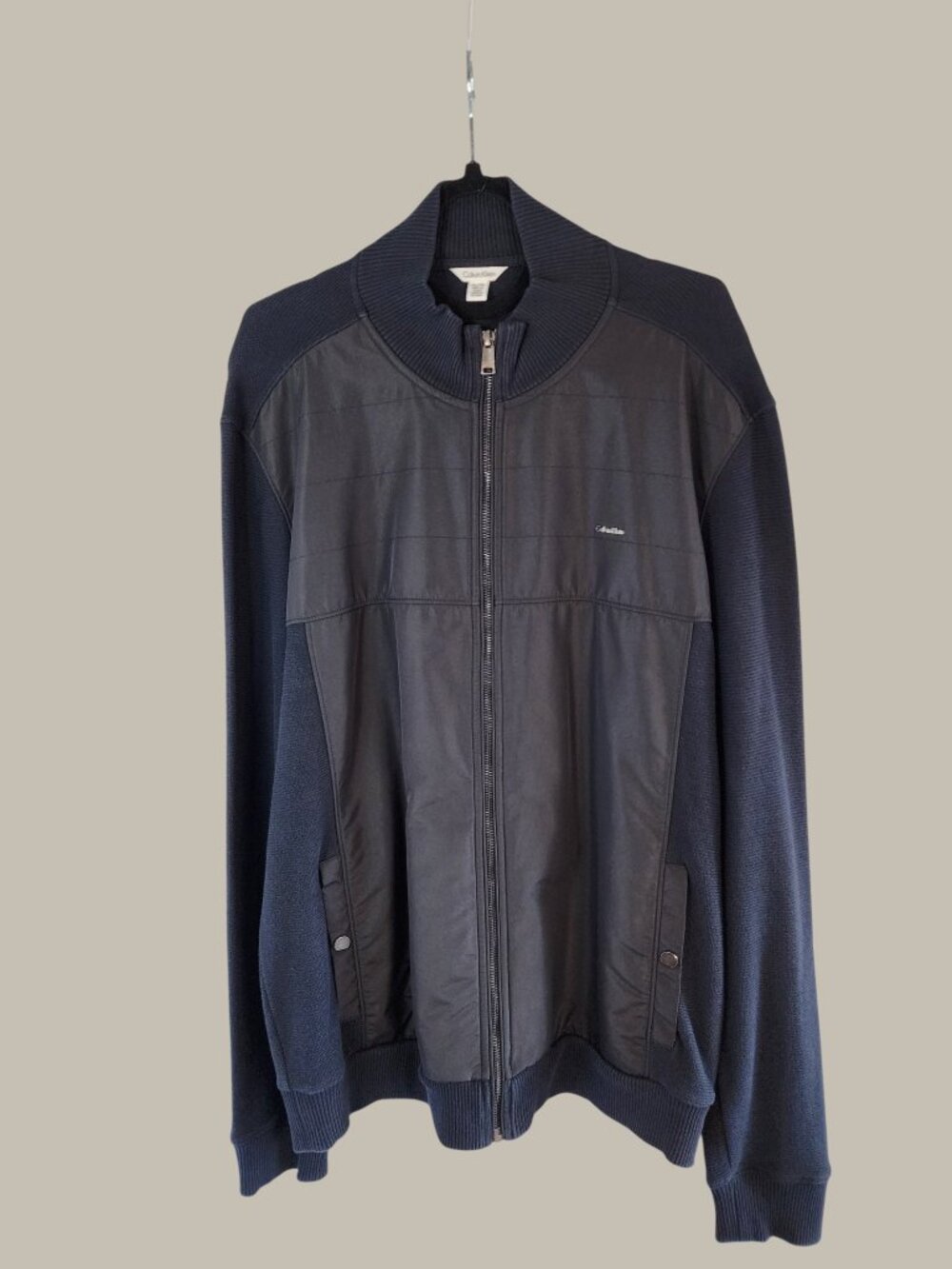 Calvin Klein Black Nylon Woven Knit Jacket – Large (L)
